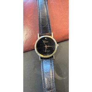 Women's 32mm Ciano Watch, Gold Tone with Black Face and Leather Band